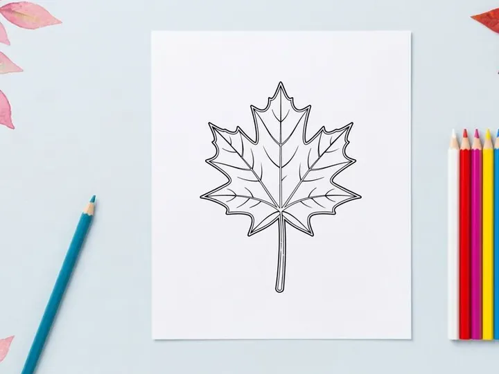 Detailed maple leaf illustration for botanical design. Artistic leaf drawing for nature-themed projects.