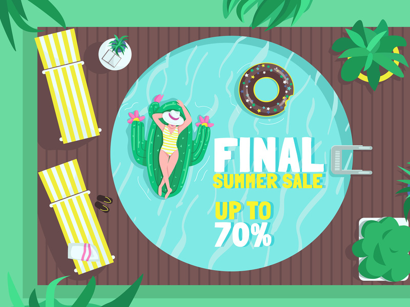 Final summer sale poster flat vector template