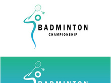 Modern Badminton logo design with Dynamic Shuttlecock and Racket, for championship, sport, sports shop, badminton school, business, company, tournament