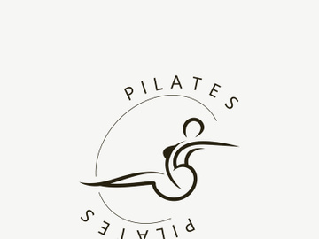 Abstract Pilates Logo, Yoga identity body balance vector monoline Design Template. wellness lifestyle preview picture