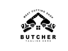 Butcher logo design, Knife Cutting Tool Vector Template, Product Brand Illustration