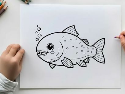 Cute cartoon fish swimming vector illustration flat design
