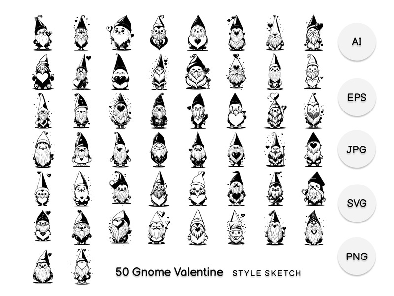 Gnome Valentine Element Draw Black