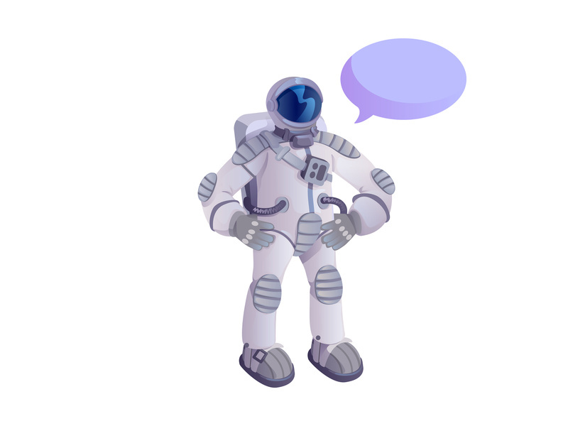 Spaceman in spacesuit flat cartoon vector illustration