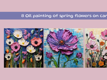 Oil painting of spring flowers on canvas preview picture