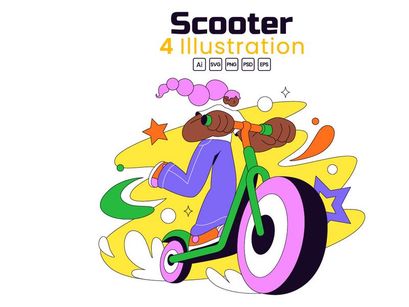 4 Scooter Vector Illustration