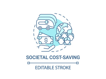 EV societal cost saving concept icon. preview picture