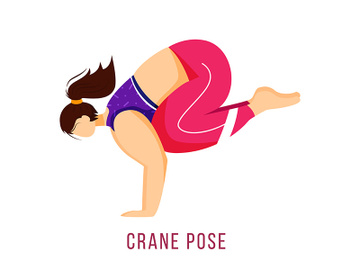 Crane pose flat vector illustration preview picture