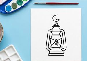 Icono de farol de Halloween con luna creciente. Gráfico de lámpara de aceite espeluznante para diseño de temporada.