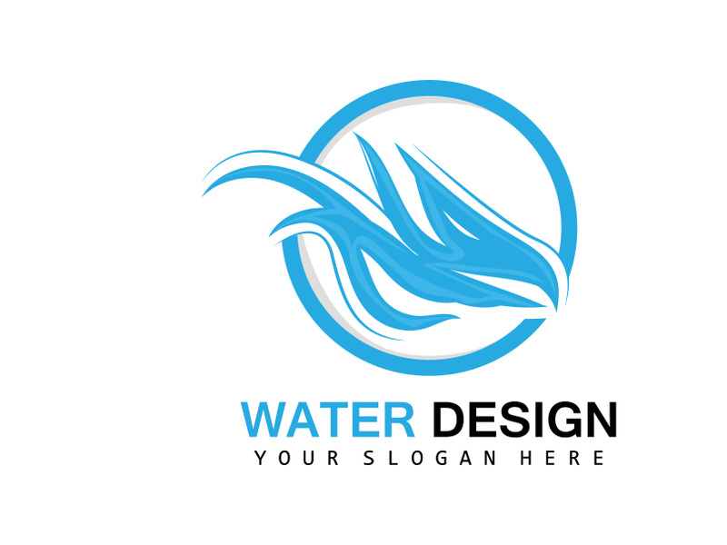 Water Wave Logo, Earth Element Vector, Water Wings Logo Design Style, Brand Icon, Sticker