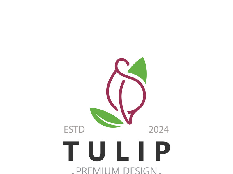 Tulip Flower bud logo with leaves design, suitable for fashion, beauty spa and boutique emblem business