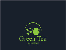 Tea cup logo vector design.Green tea vector logo template.