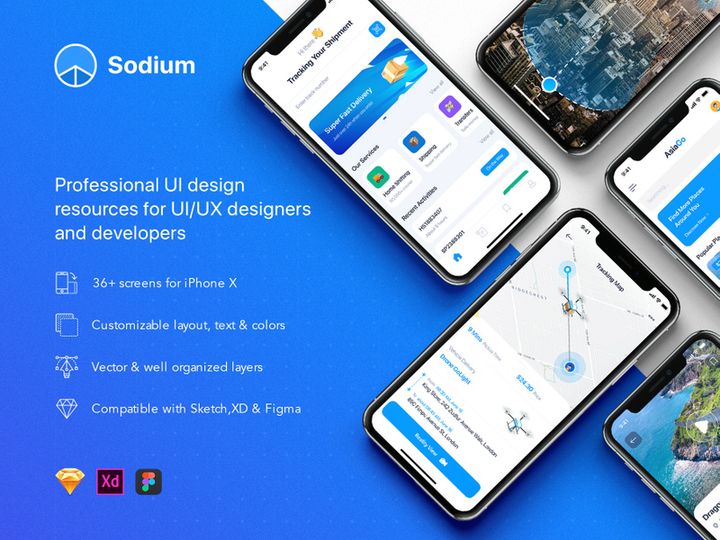 Sodium mobile UI Kit for Sketch