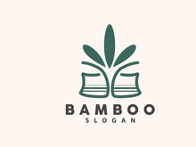Bamboo Logo, Green Plants Vector, Simple Minimalist Design