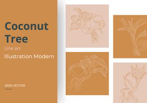 Coconut tree line art