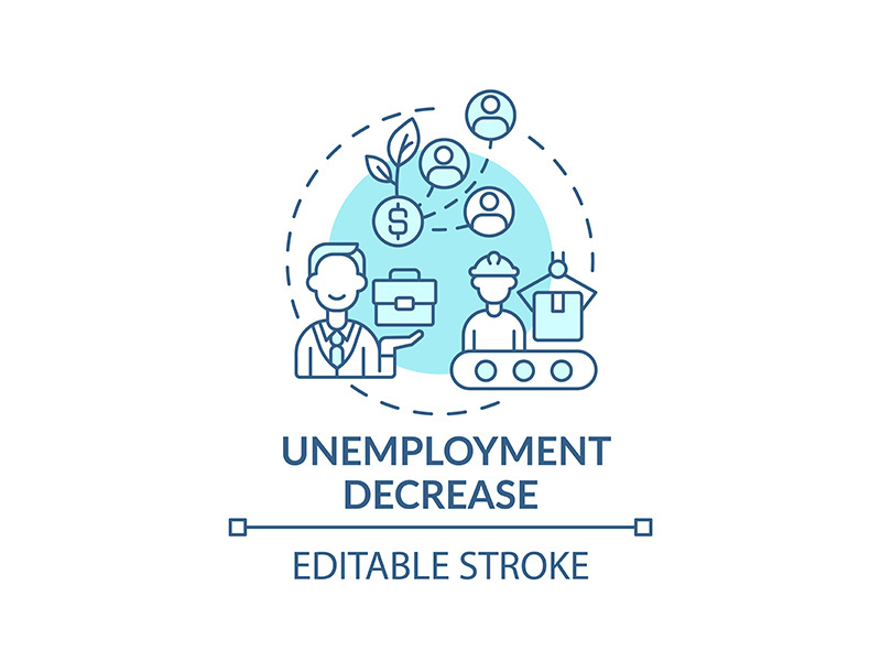 Unemployment decrease concept icon