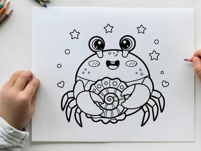 Cute crab mascot smiling vector illustration flat design