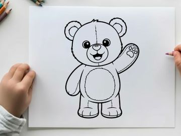 Cute cartoon bear waving vector illustration flat design preview picture