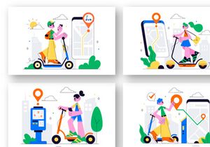 10 Electric Scooter Rental Service Illustration