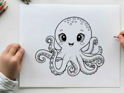 Cute cartoon octopus smiling vector illustration flat design