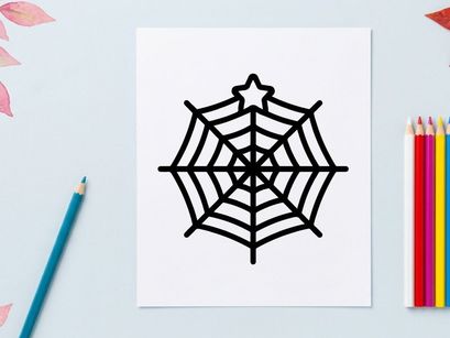 Halloween spider web decoration with bold black lines. Classic creepy vector illustration for seasonal spooky designs.