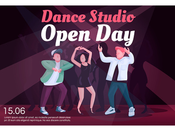Dance studio open day banner flat vector template preview picture
