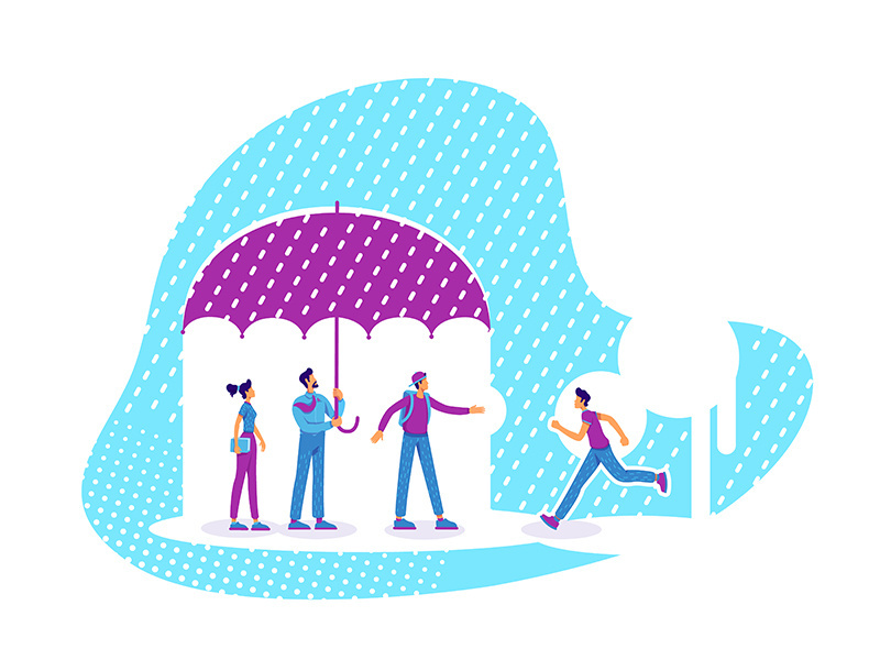 Mentor and mentees flat concept vector illustration
