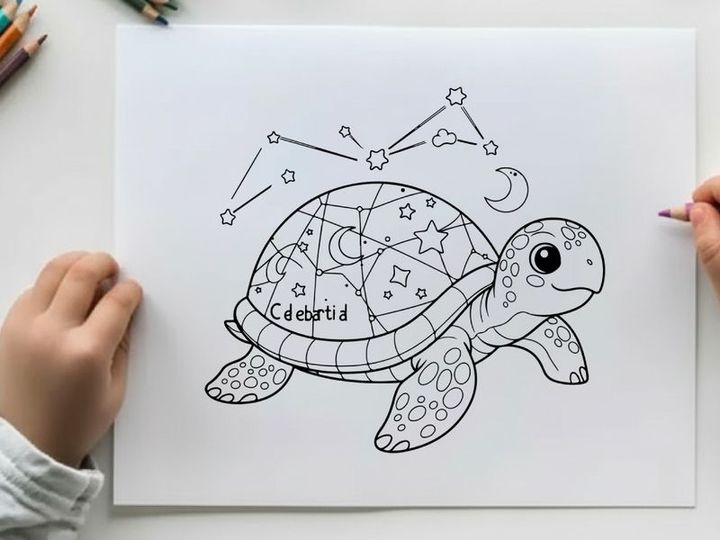 Celebration turtle with stars and moon vector illustration