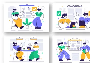10 Coworking Business Illustration