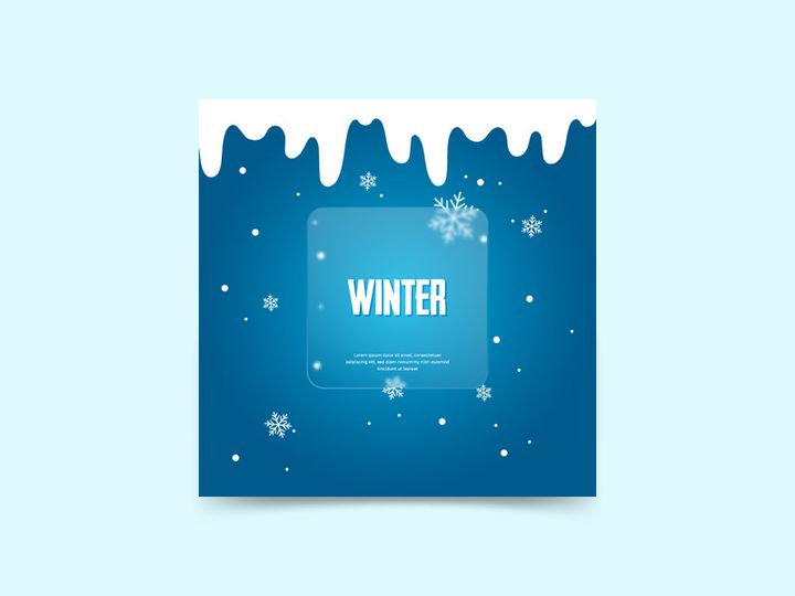 Glassmopism Winter Social Media Post Template Design