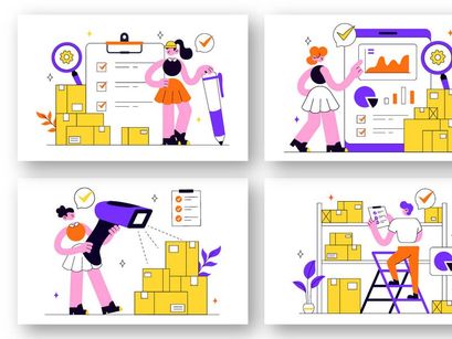 10 Inventory Management Vector Illustration