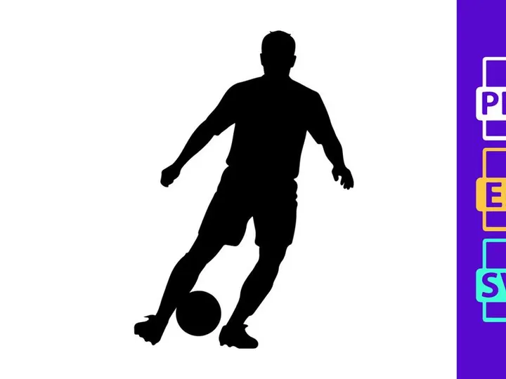 Soccer player kicking a ball in action