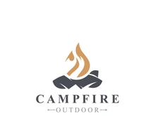 Campfire logo Vintage adventure Wildlife design camping wood fire illustration