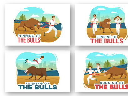 10 Running of the Bulls Illustration