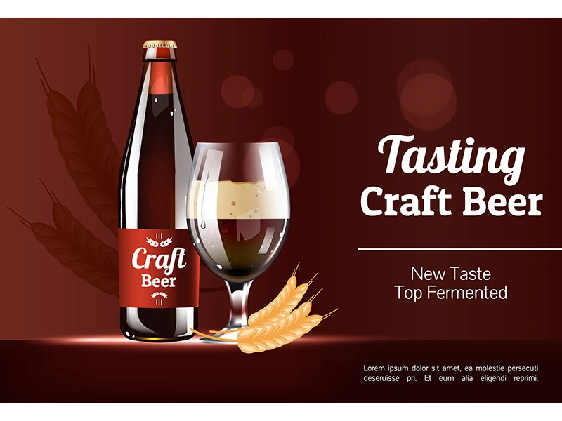 Tasting craft beer realistic vector product ads banner template