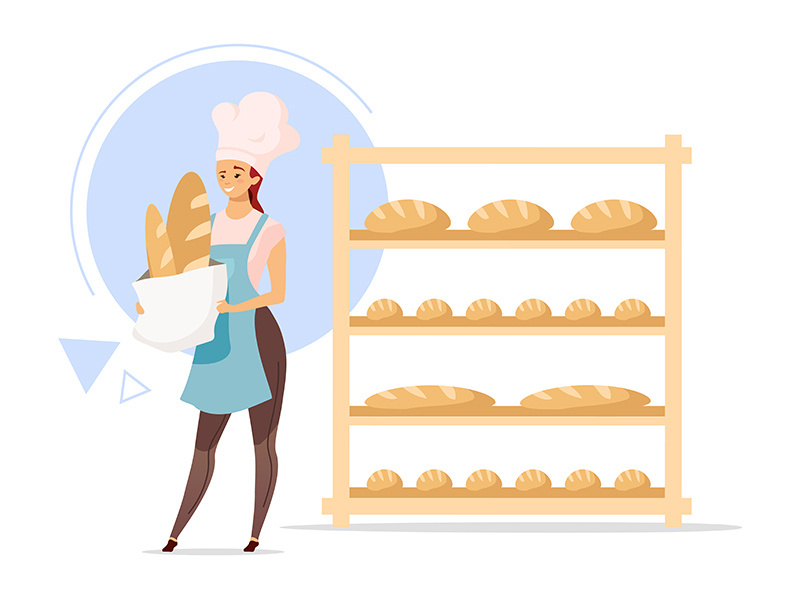 Female baker flat color vector illustration