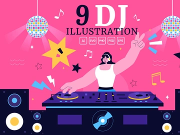 9 Nightlife Club DJ Vector Illustration preview picture