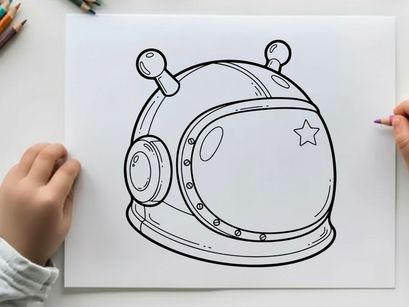 Retro space helmet with star vector illustration flat design