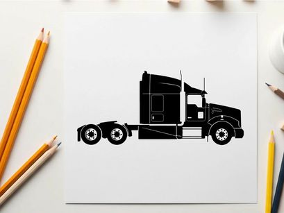 Silhouette of a semi truck with trailer