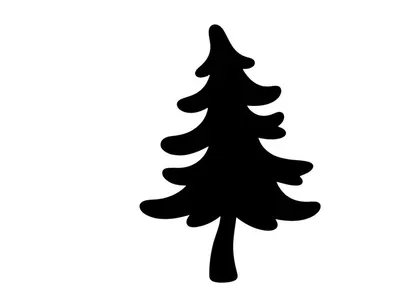 Black Christmas tree silhouette icon isolated on a white background for holiday design