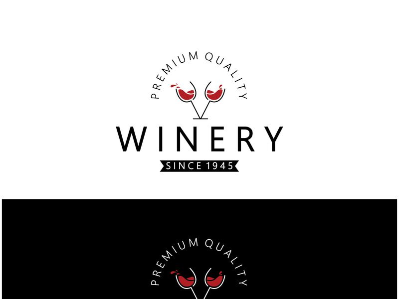 Wein-Logo mit Weingläsern und Flaschen für Nachtclubs, Bars, Cafés und Weingeschäfte.
