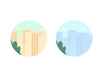 Modern skyscraper buildings 2D vector web banner, poster preview picture