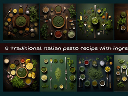 Traditional Italian pesto recipe with ingredients preview picture
