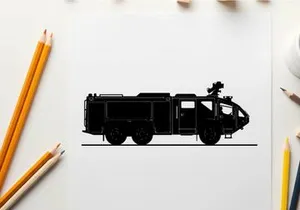 Silhouette of a large emergency vehicle likely a fire truck or rescue unit