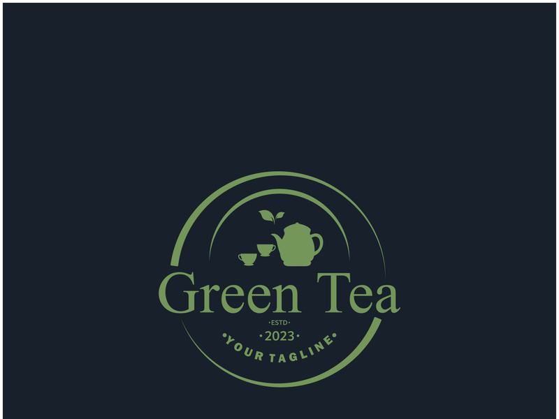 Tea cup logo vector design.Green tea vector logo template.