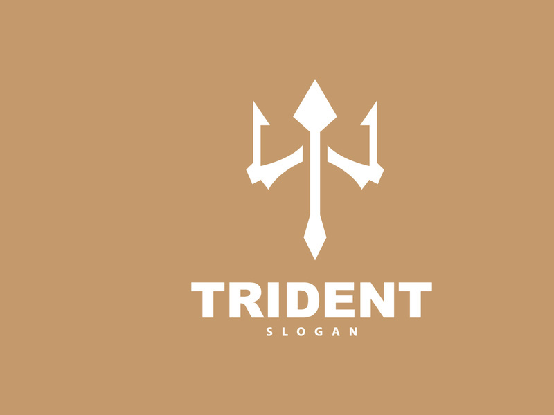 Neptune Poseidon Trident Logo, Spear Simple Vintage Template Design