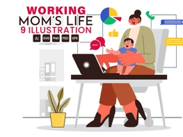 9 Working Mom's Life Illustration preview picture