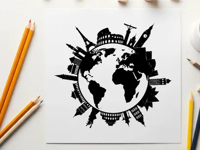 ilustração vetorial de turismo e viagens global