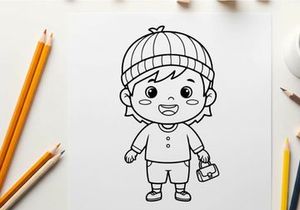 Crying child in baseball cap vector illustration flat design