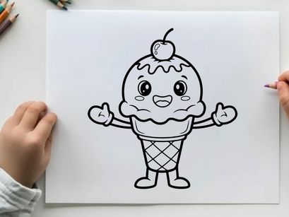 Cute ice cream character thumbs up vector illustration